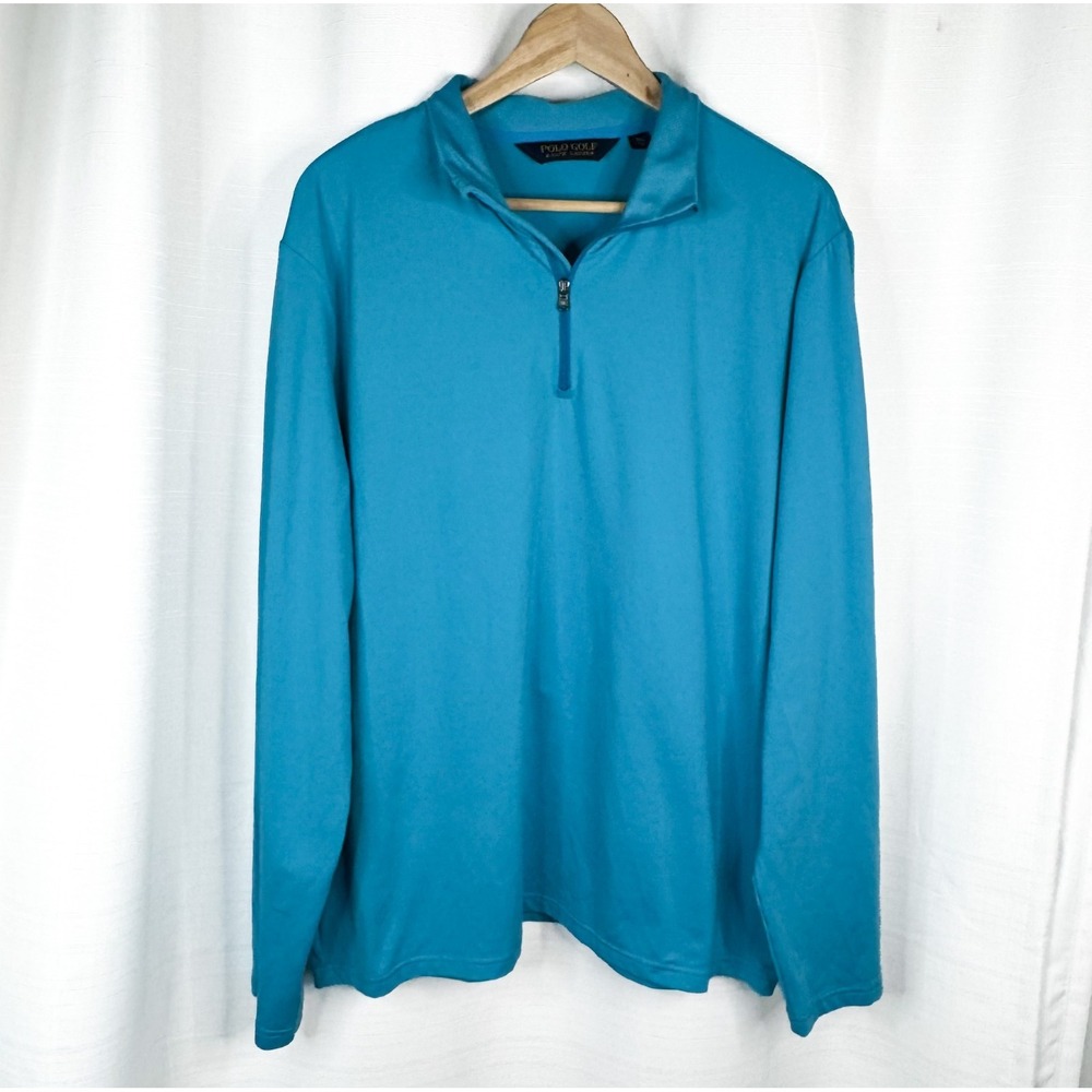 Polo Golf Ralph Lauren Men XL 1/4 Zip Pullover Blue Stretch Performance Golf EUC